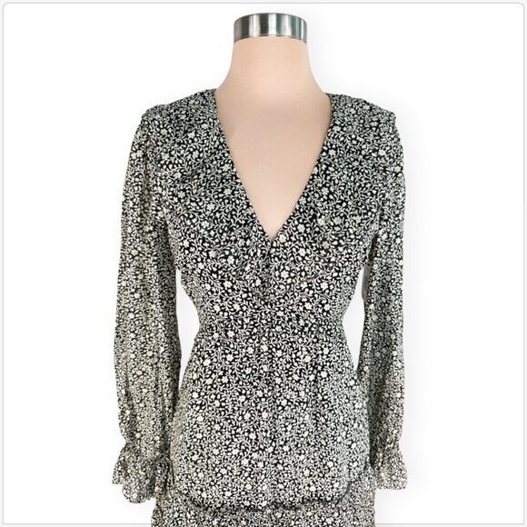 Joie Adanson Caviar Bleached Sand Floral Mini Cotton Dress NEW NWT 4 8 Available - Picture 6 of 9